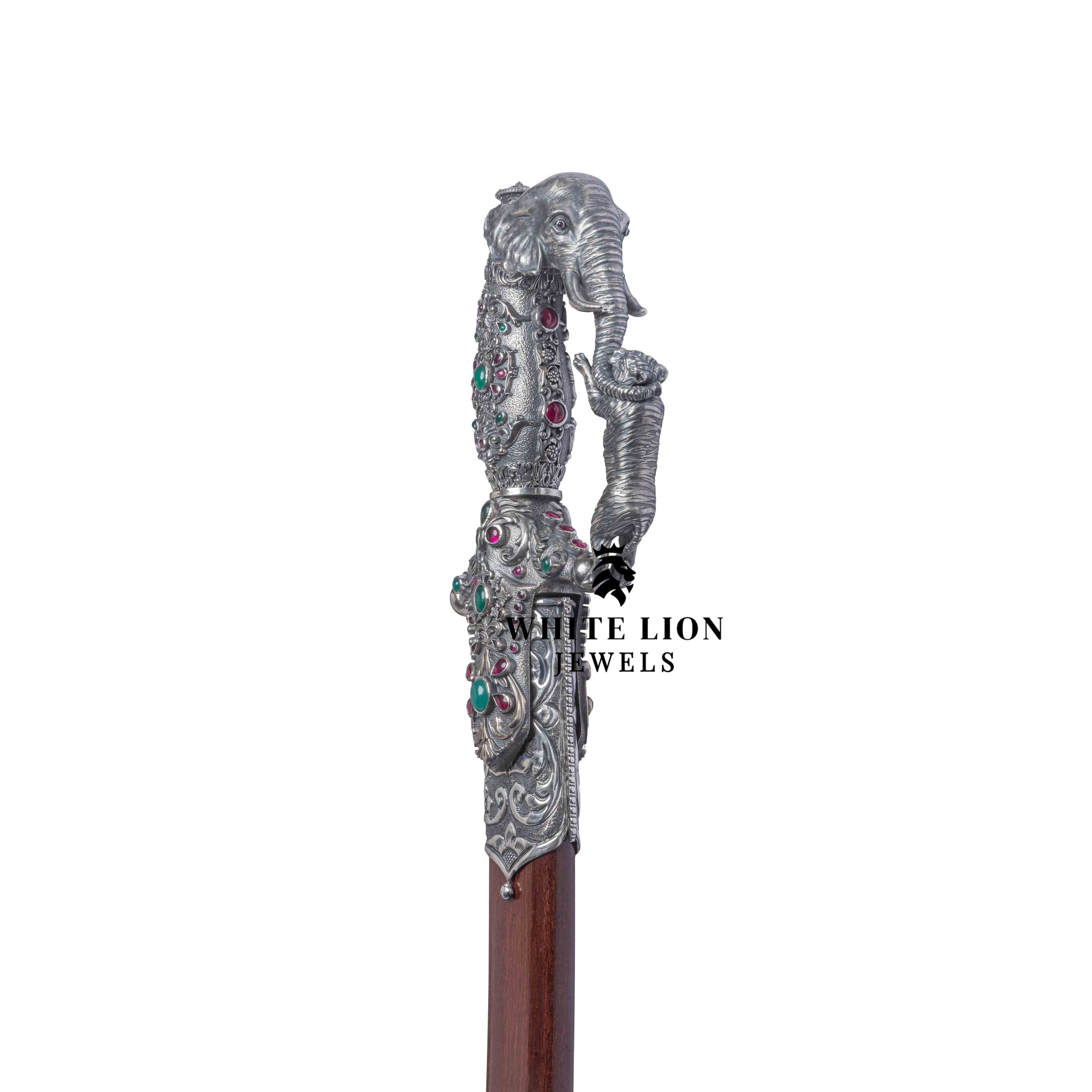 Detailed look at the protective coating on the Gaj-Gamini Sword.