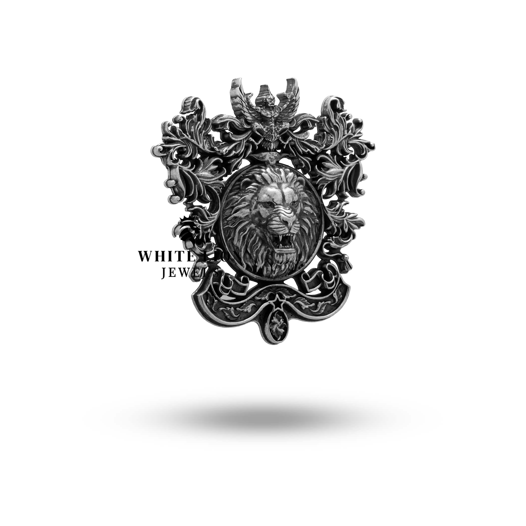 Lion Leo Garuda brooch, design of strength and vigilance, with a protective coating, elegant and powerful.