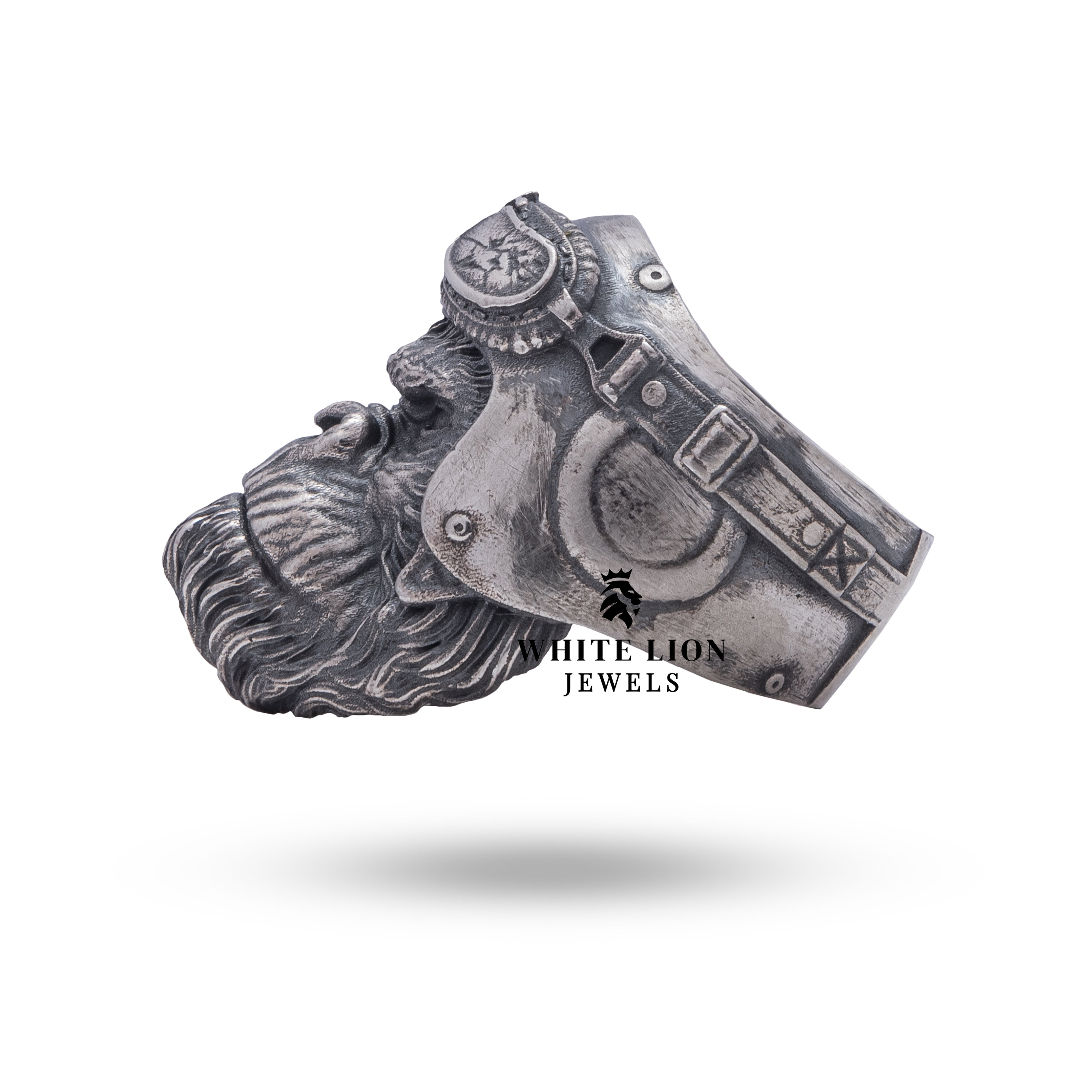 Angled image showing the charm and detail of the Monkey Chimpanzee 925 Sterling Silver Ring.