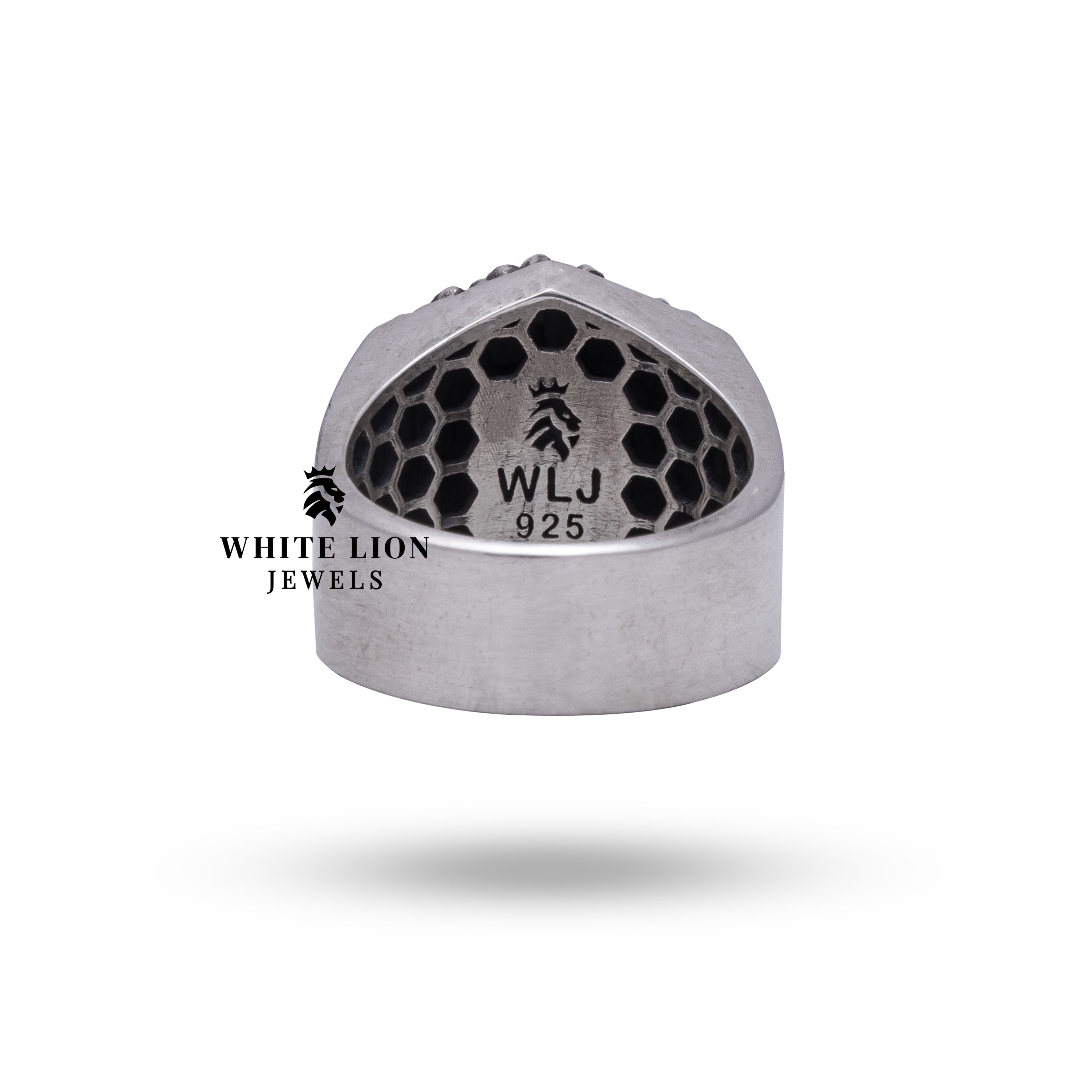 Intricate handcrafted detail of the Holy Creepy Ghost ring by White Lion Jewels.