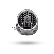 Packaging of Closed Jaw Crack Gothic Skull Head Ring by White Lion Jewels