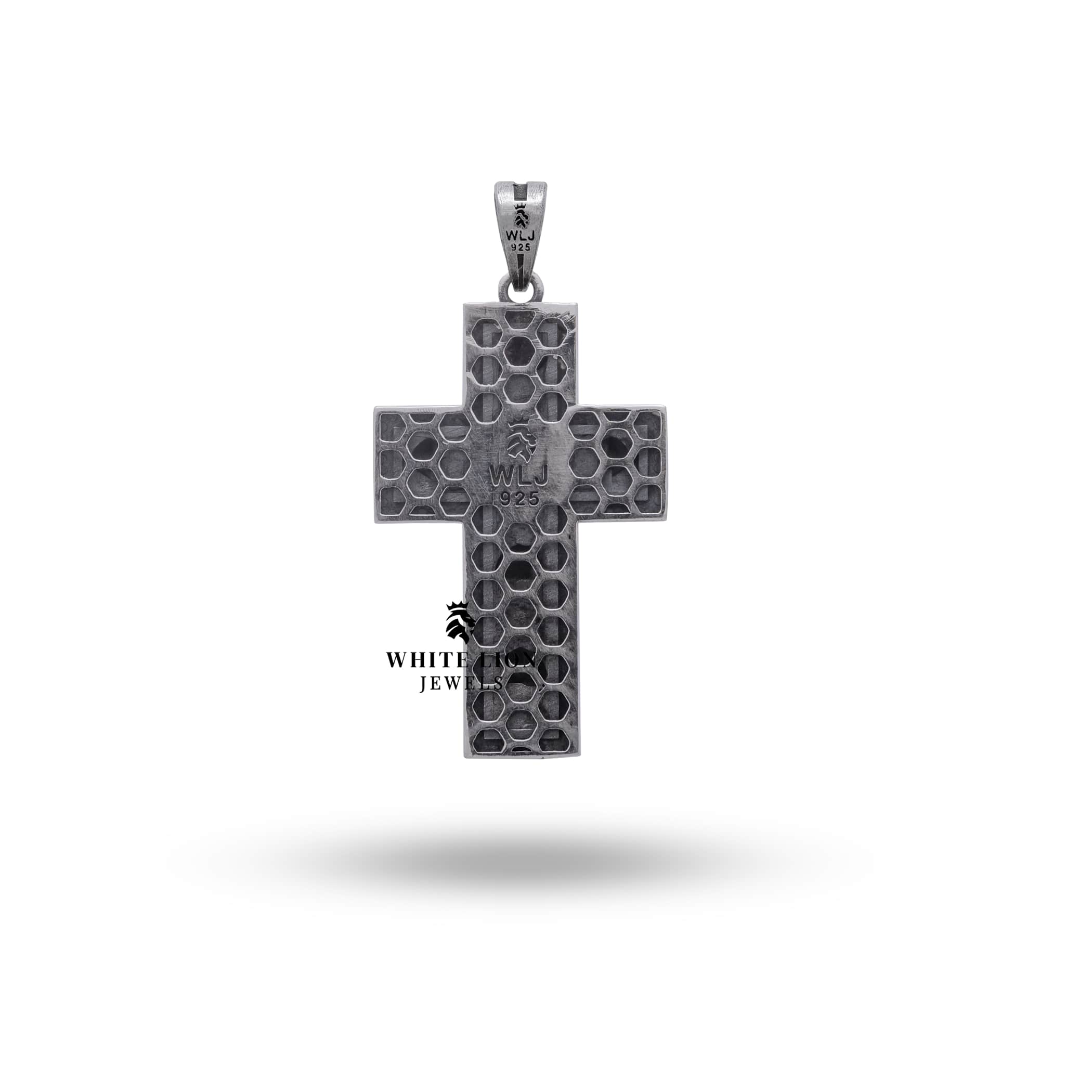 Model wearing Open Jaw Skull Cross Pendant for gothic style inspiration and statement fashion wear