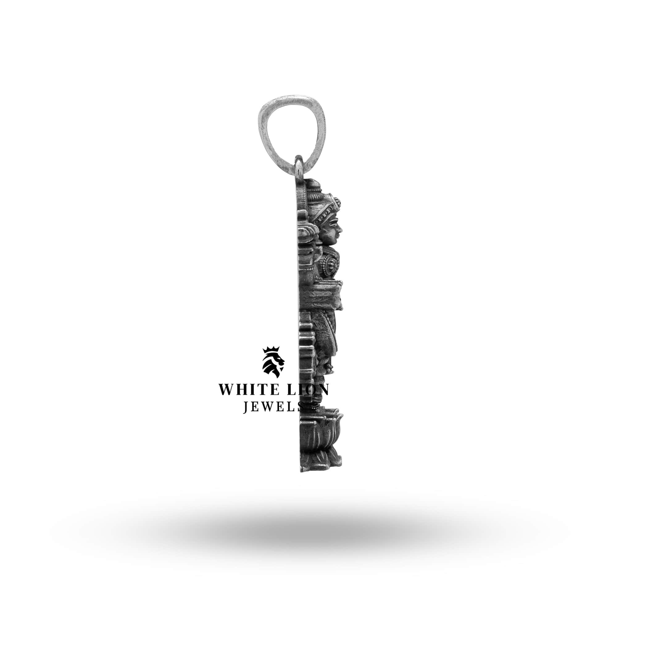 Image of the back side of Goddess Laxmi Pendant demonstrating its artistic detailing and clarity