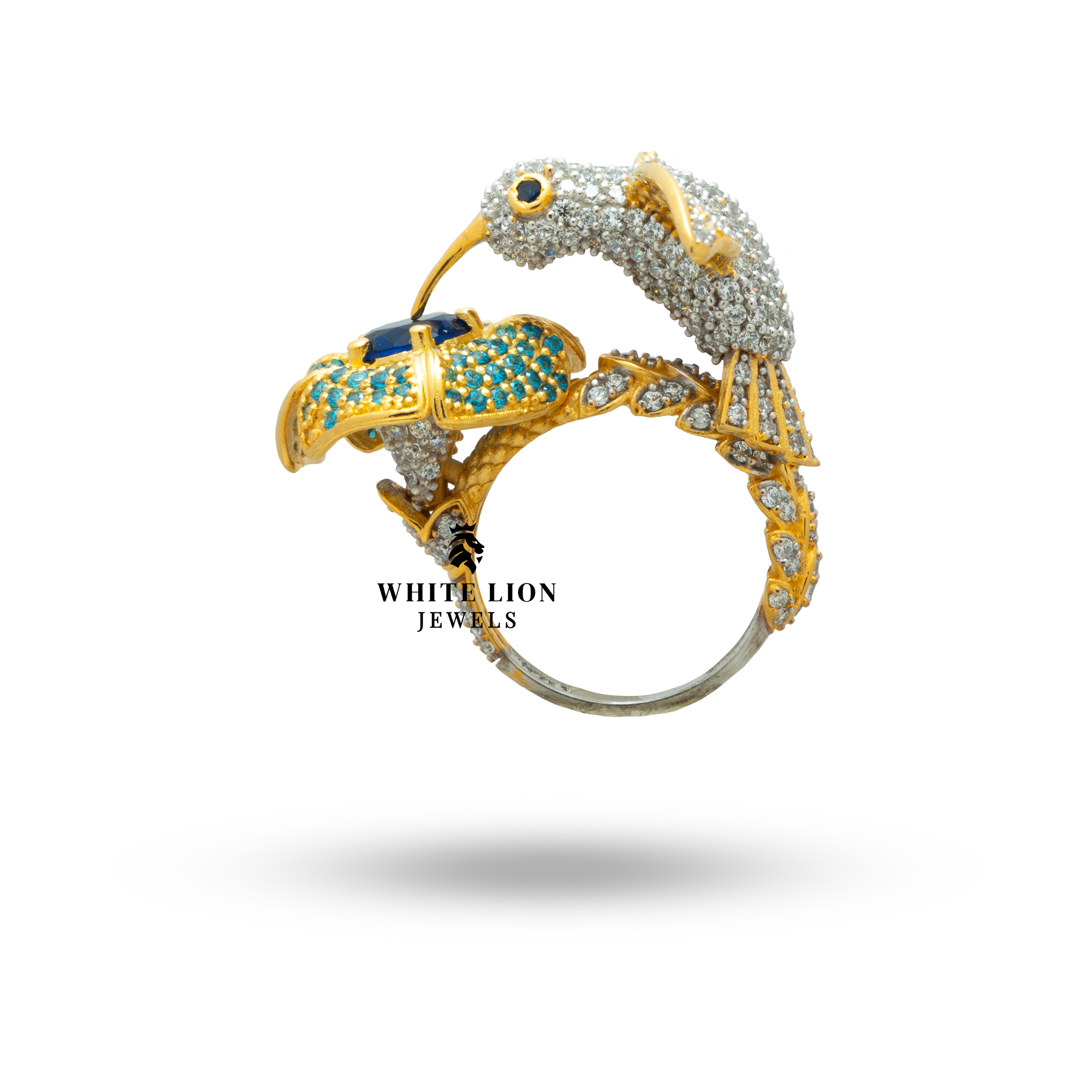 Elegant Humming Bird Ring displayed in a luxurious jewelry box, perfect for gifting.