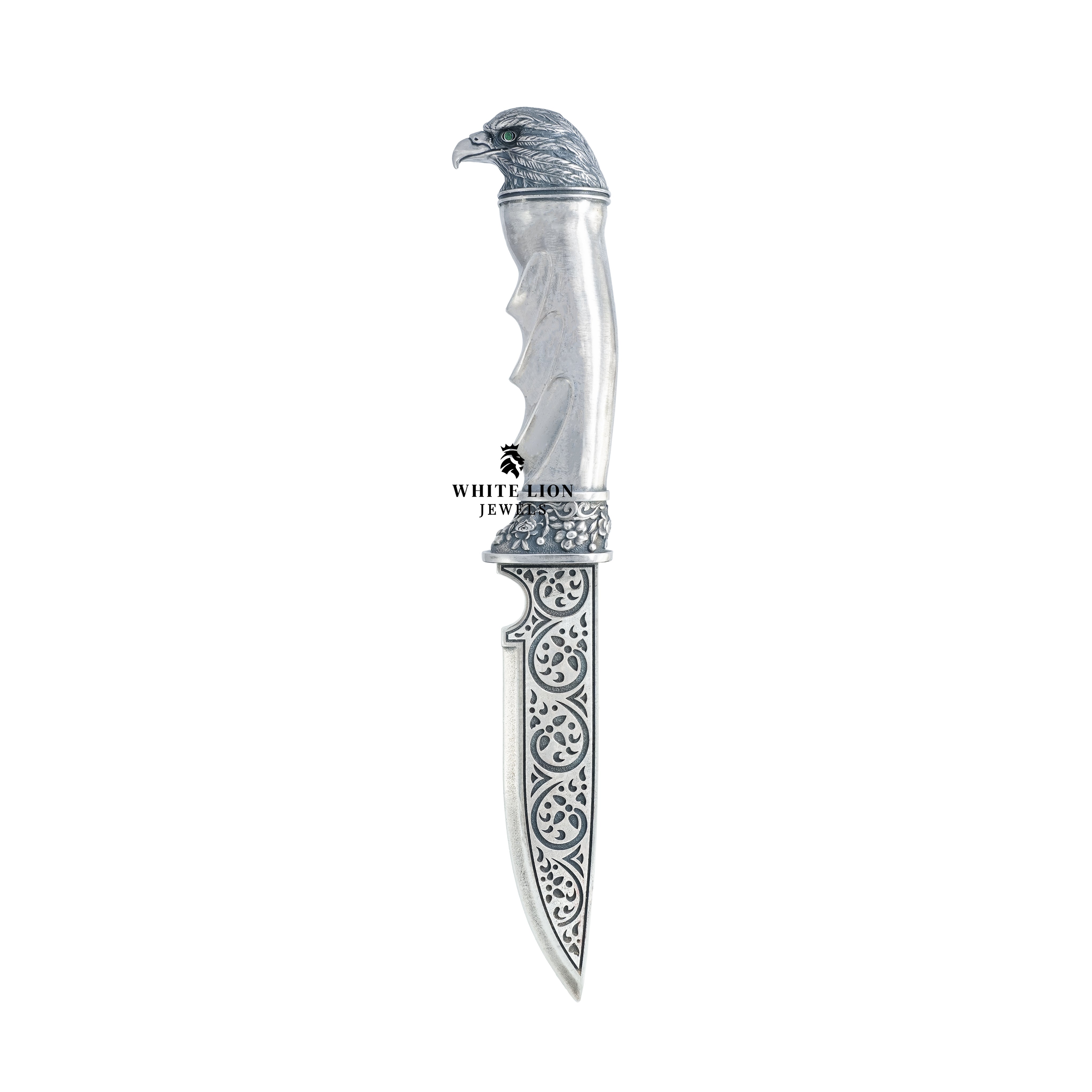 Eagle Katar 925 Sterling Silver Royal Dagger showcased as statement wearable jewelry with traditional attire.