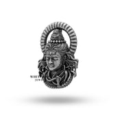 Oxidized Sterling Silver brooch of Lord Shiva, handcrafted by White Lion Jewels