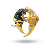 Lady Panther Brooch | 925 Sterling Silver & Gold Plated | Cubic Zirconia Elegant Jewelry