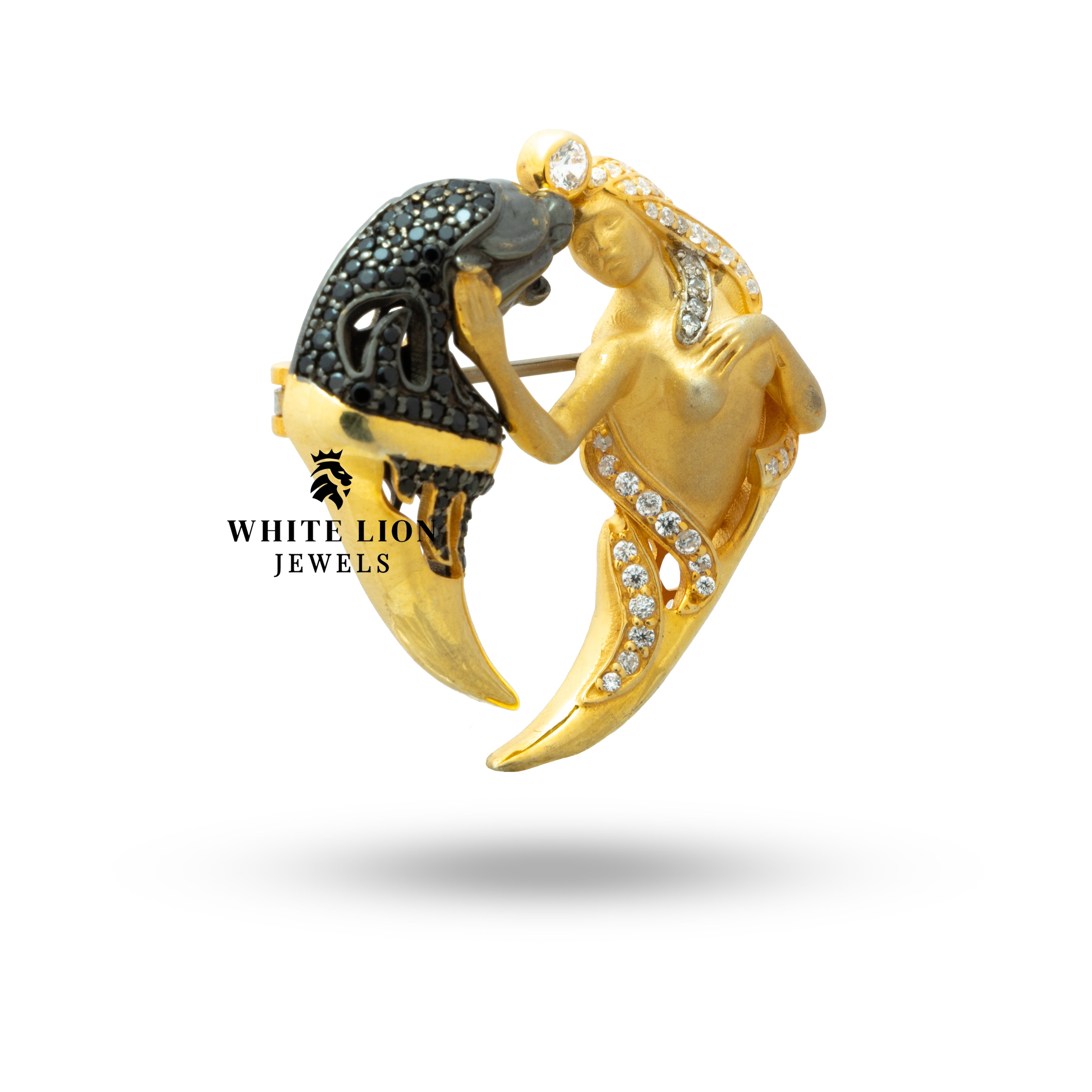 Lady Panther Brooch | 925 Sterling Silver & Gold Plated | Cubic Zirconia Elegant Jewelry