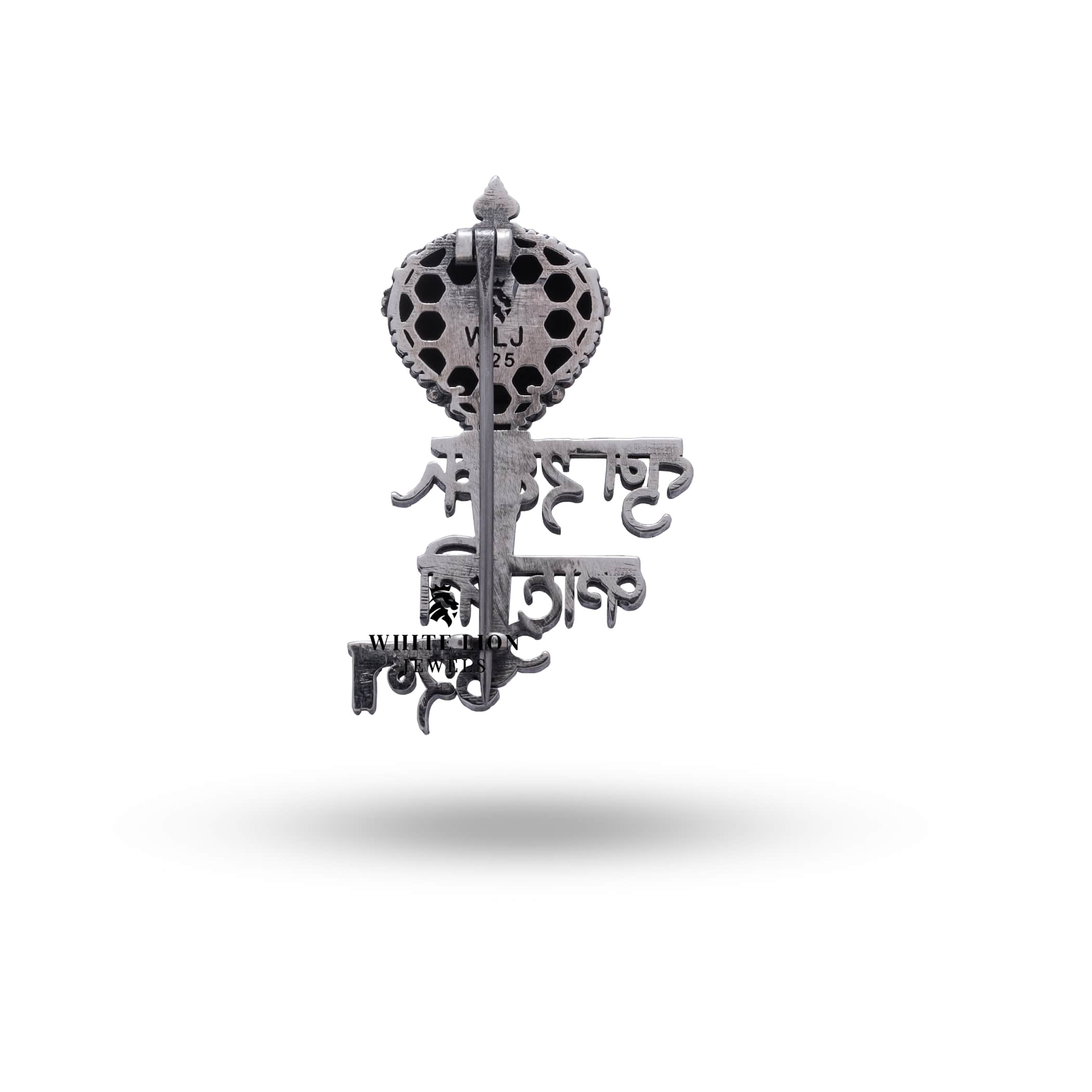 Religious symbolism in Hanuman Gada 925 Silver Brooch design