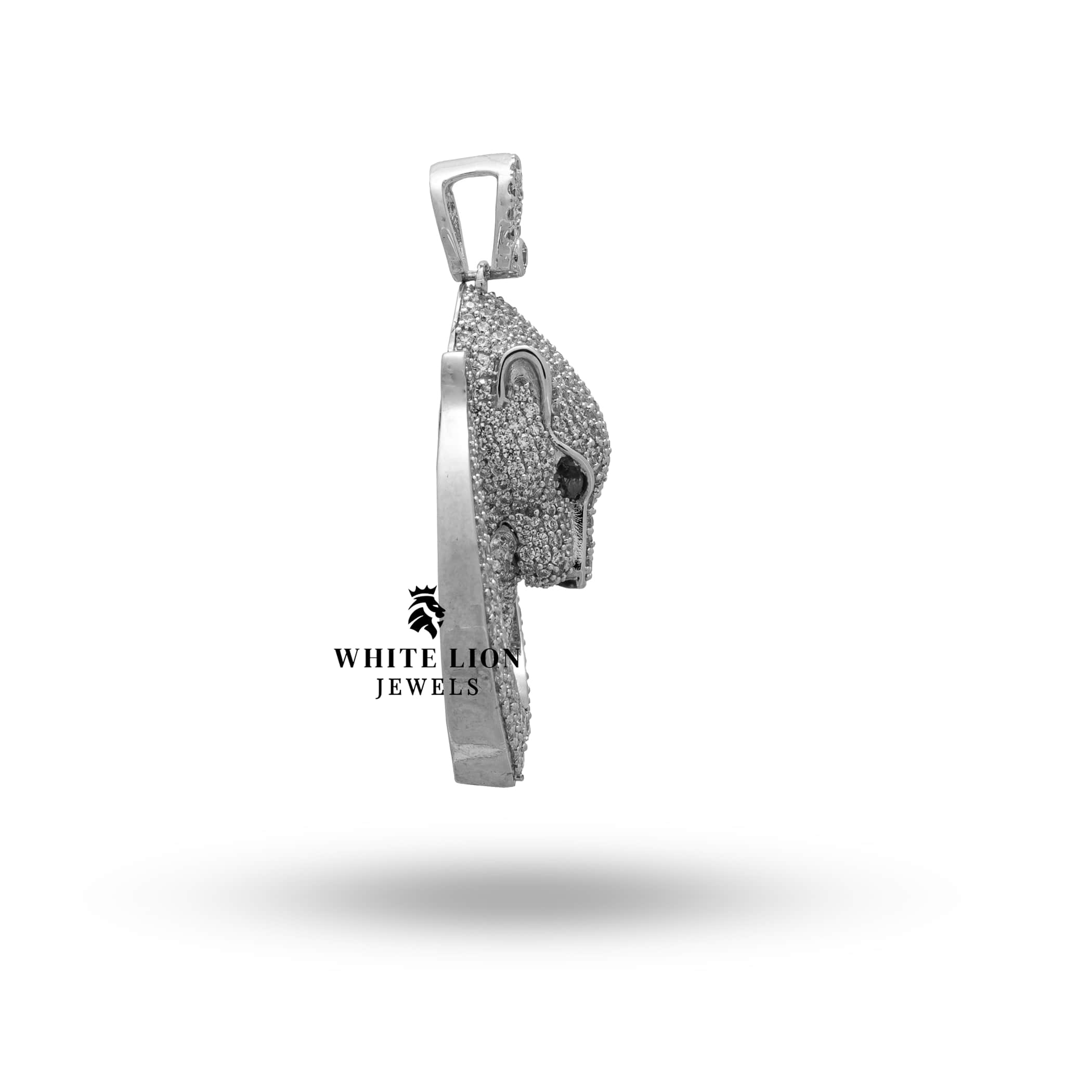 Back view of the Jaguar Panther Pendant crafted in 925 Sterling Silver, demonstrating its polished finish and sturdy build.