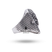 Side view of the Pharaoh Egyptian Mummy 925 sterling silver ring design