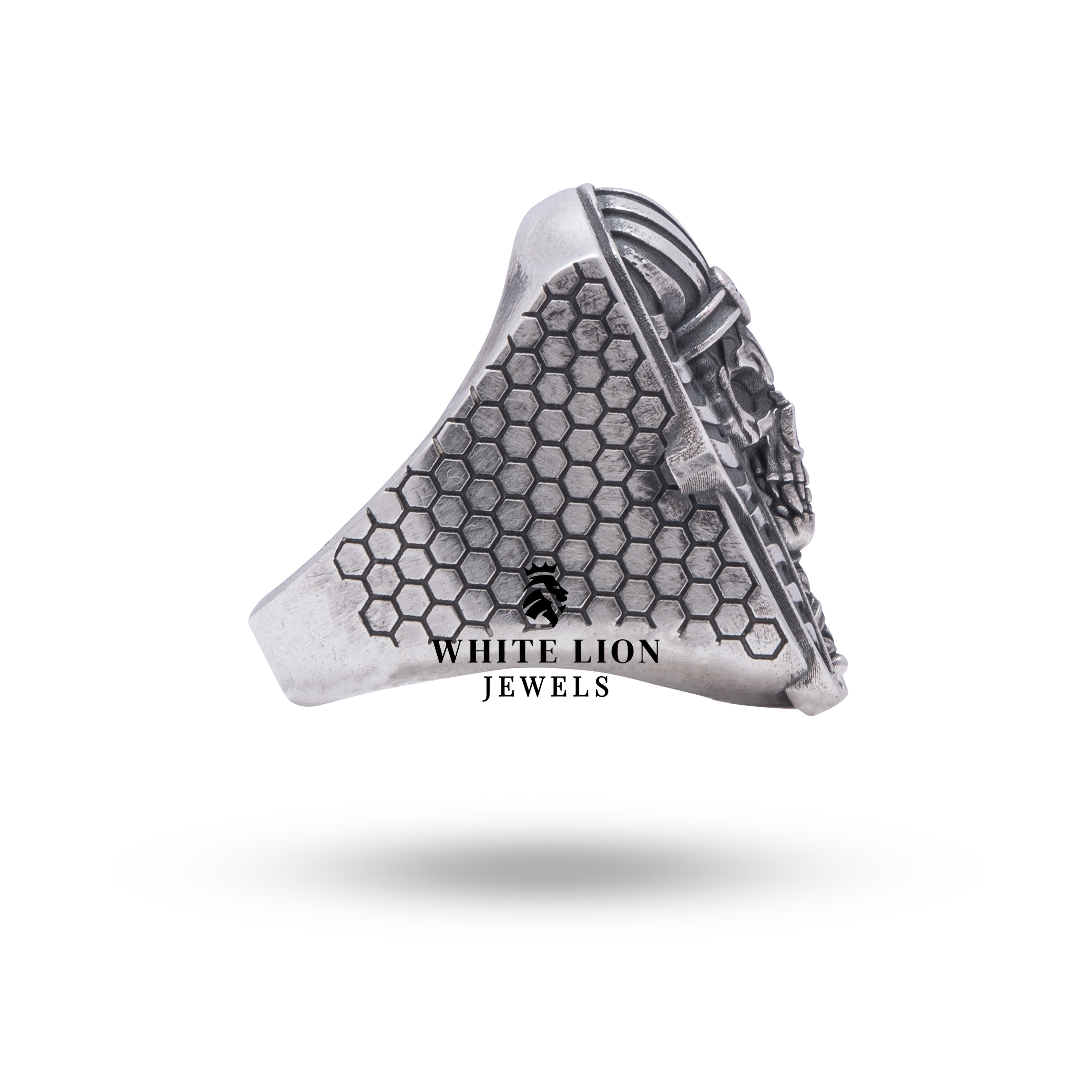 Side view of the Pharaoh Egyptian Mummy 925 sterling silver ring design