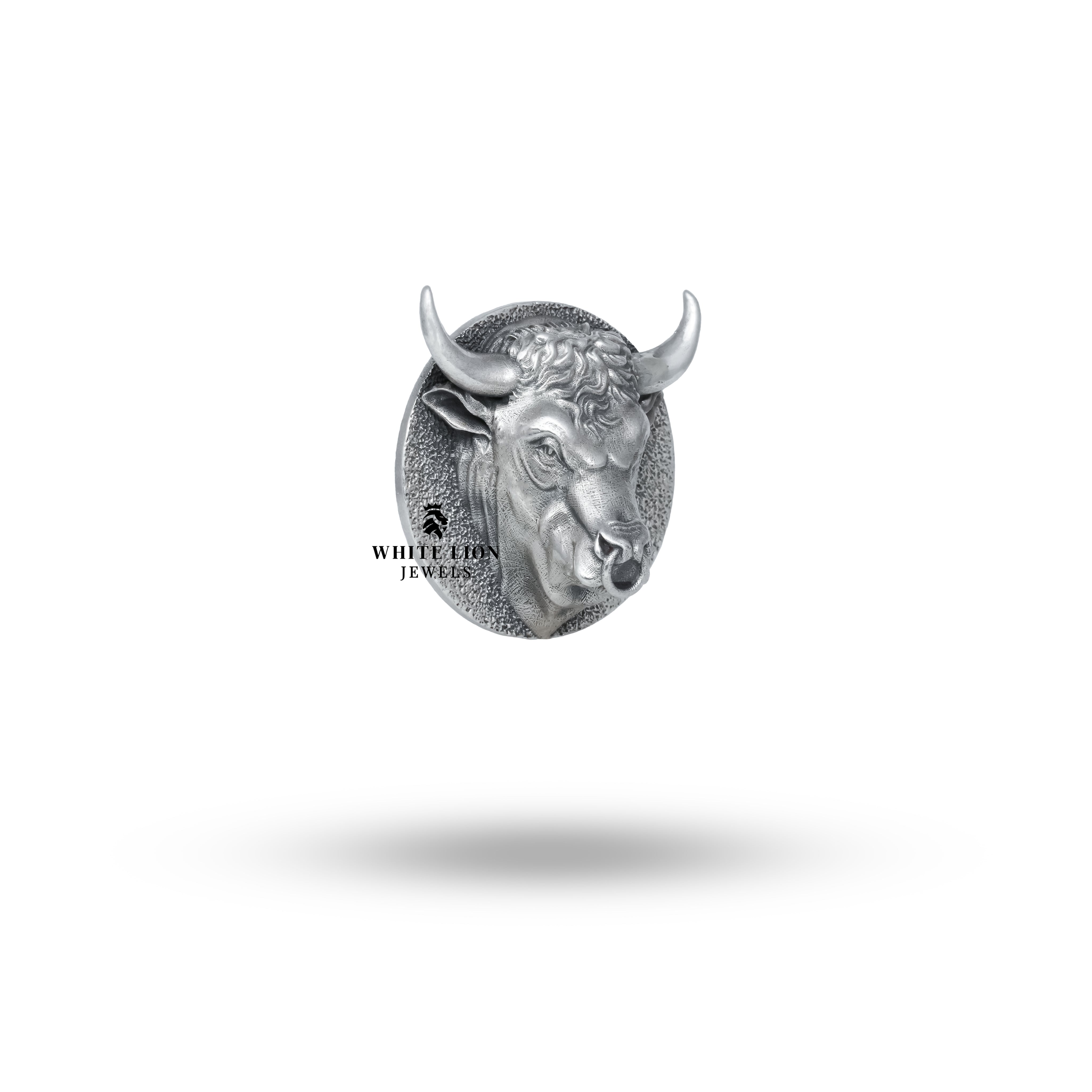 Side view showcasing the intricate design of the 3D Bull Head Button Set.