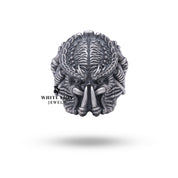 Side profile showcasing the intricate details of the Vampire Predator Vulture Bloodsucker Sterling Silver Ring.