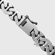 Unique Flat Anchor Chain Necklace with Oxidized Finish, Side View