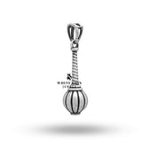 Side view of Hanuman Protector Gada Sterling Silver Pendant highlighting the gada design with clear protective coating on oxidized silver.