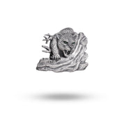 Close-up view of Handmade 3D Panther design on Sterling Silver Belt Buckle