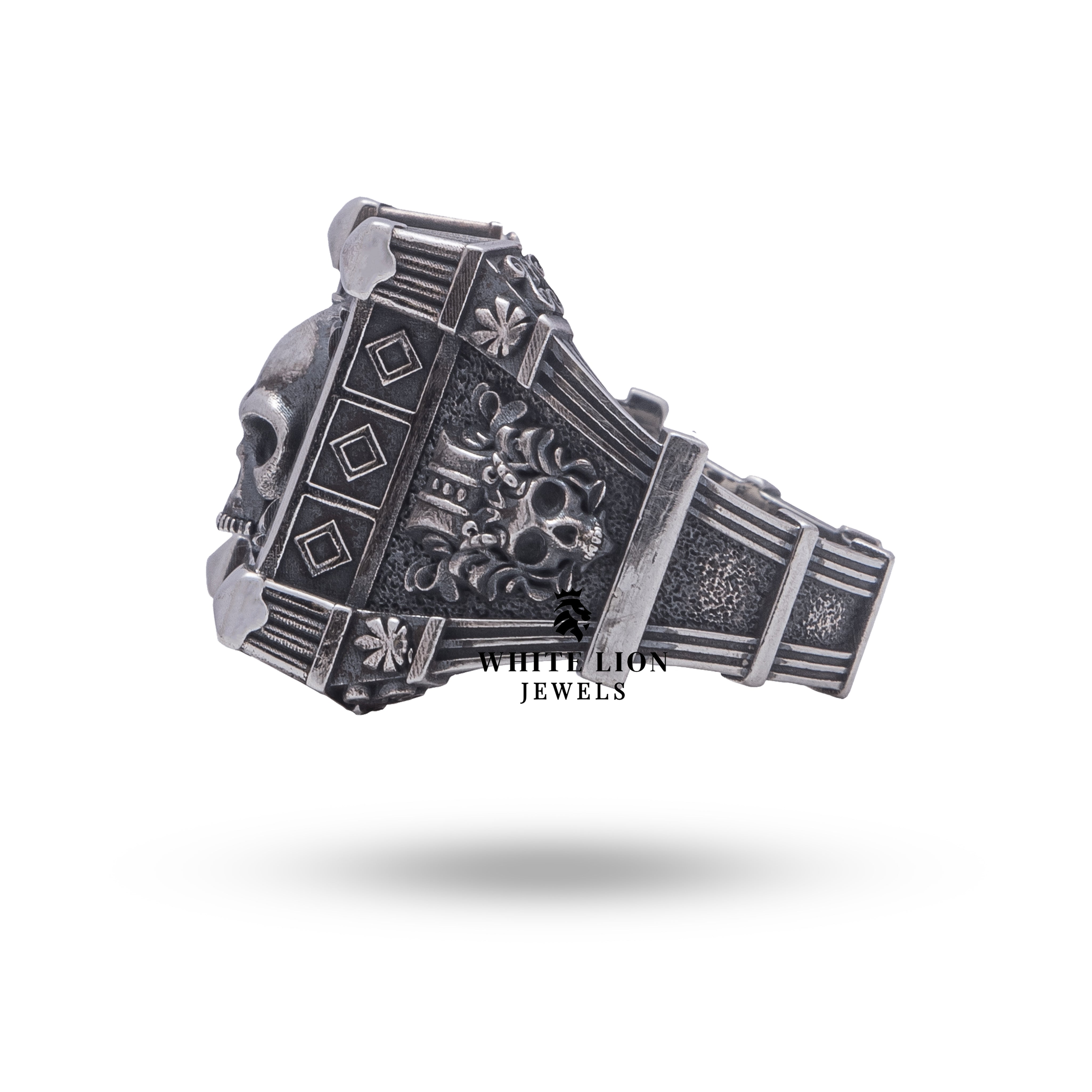 Mystical Gothic Skull Ring with Oxidized Finish