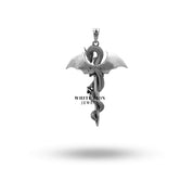 Elegant Silver Necklace with Dragon Sword Charm in 925 Sterling finish