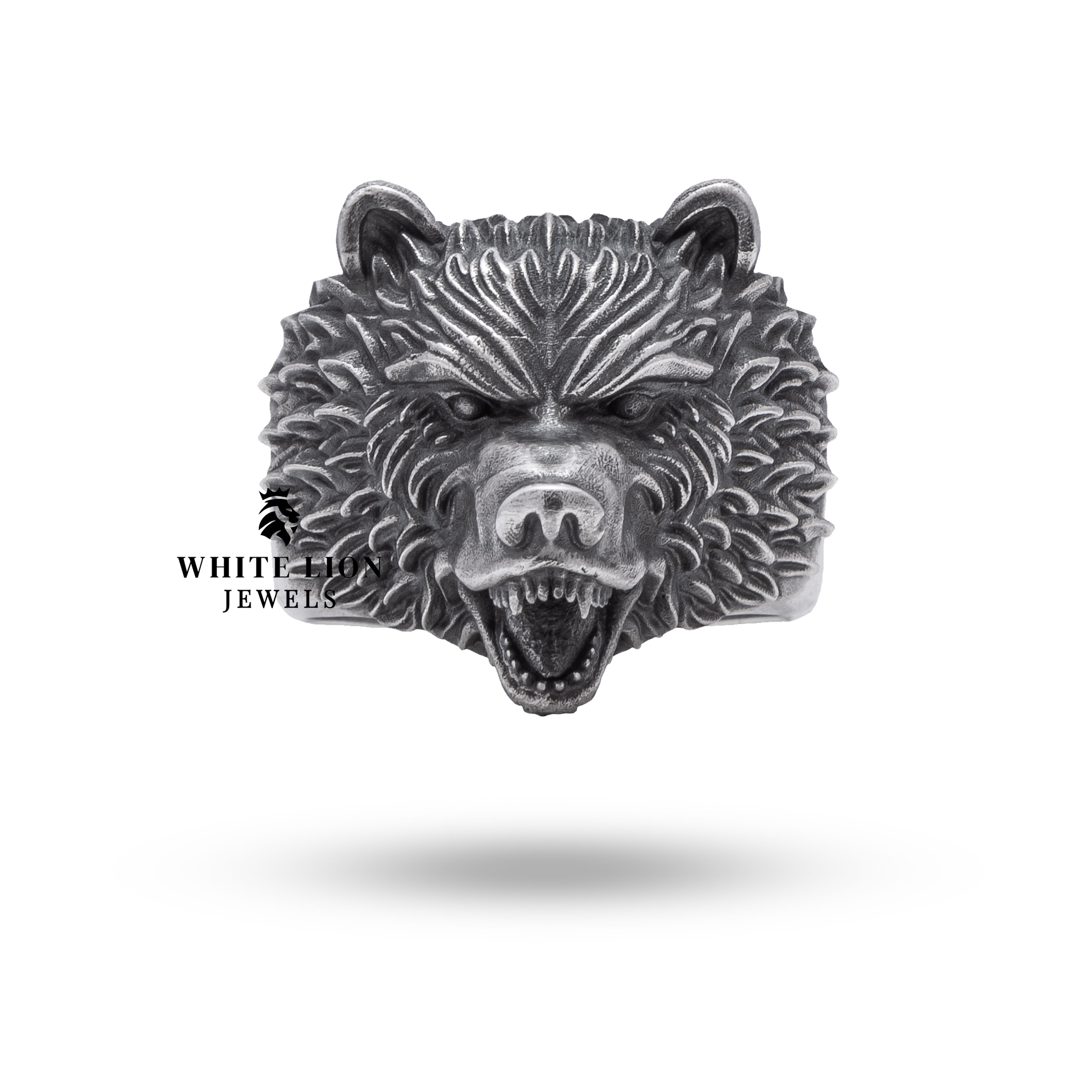 Handcrafted Viking Bear Ring in 925 Sterling Silver with unique design