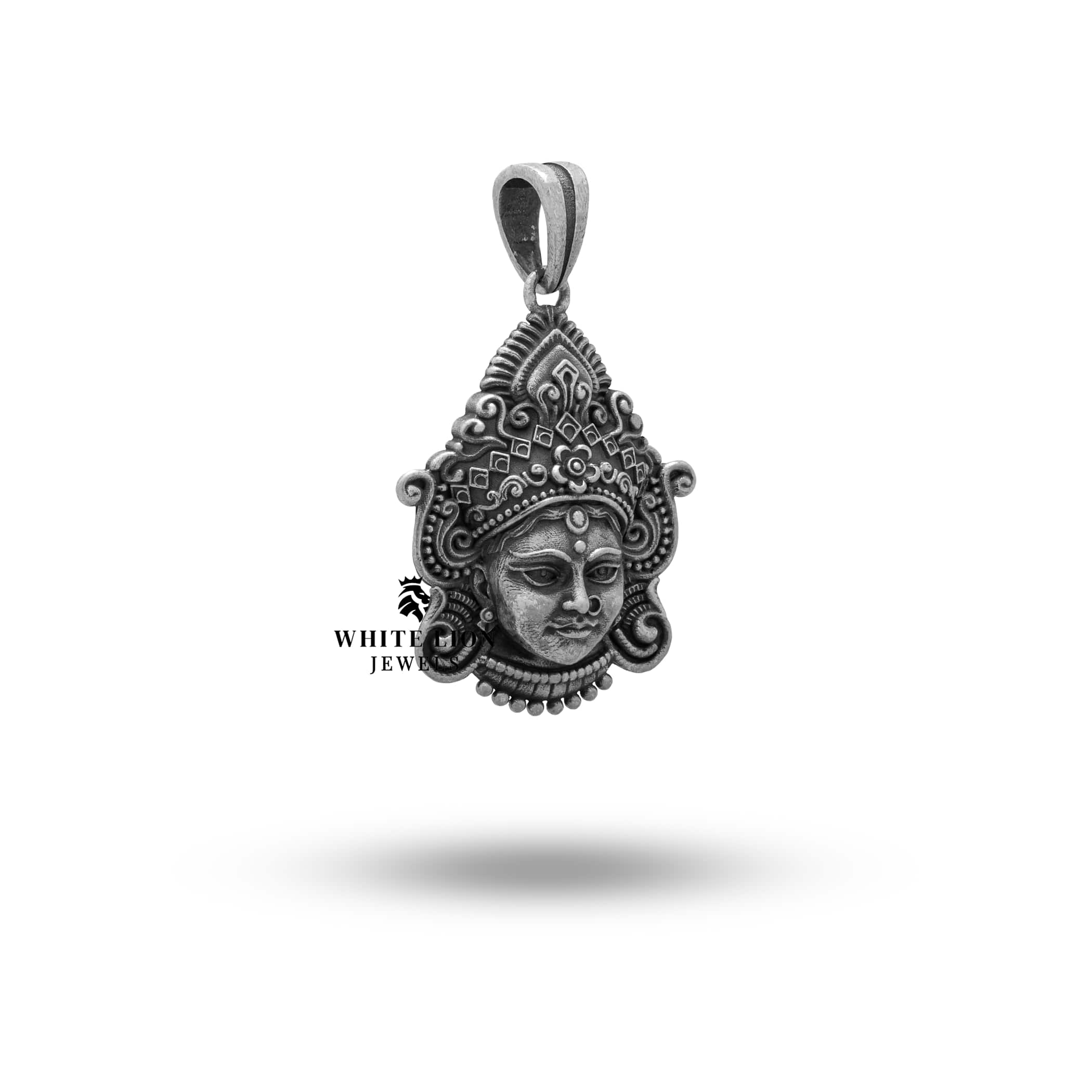 Side view showcasing intricate design of 925 Silver Pendant with oxidized finish.