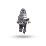 Back view of Horse Jockey Biker Polo Riding Racing Animal 925 Sterling Silver Brooch with pin