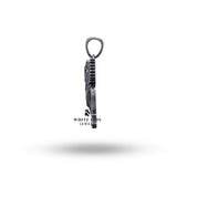 Model wearing Assyrian Lamassu Silver Pendant, displaying its elegance and versatility in modern fashion.