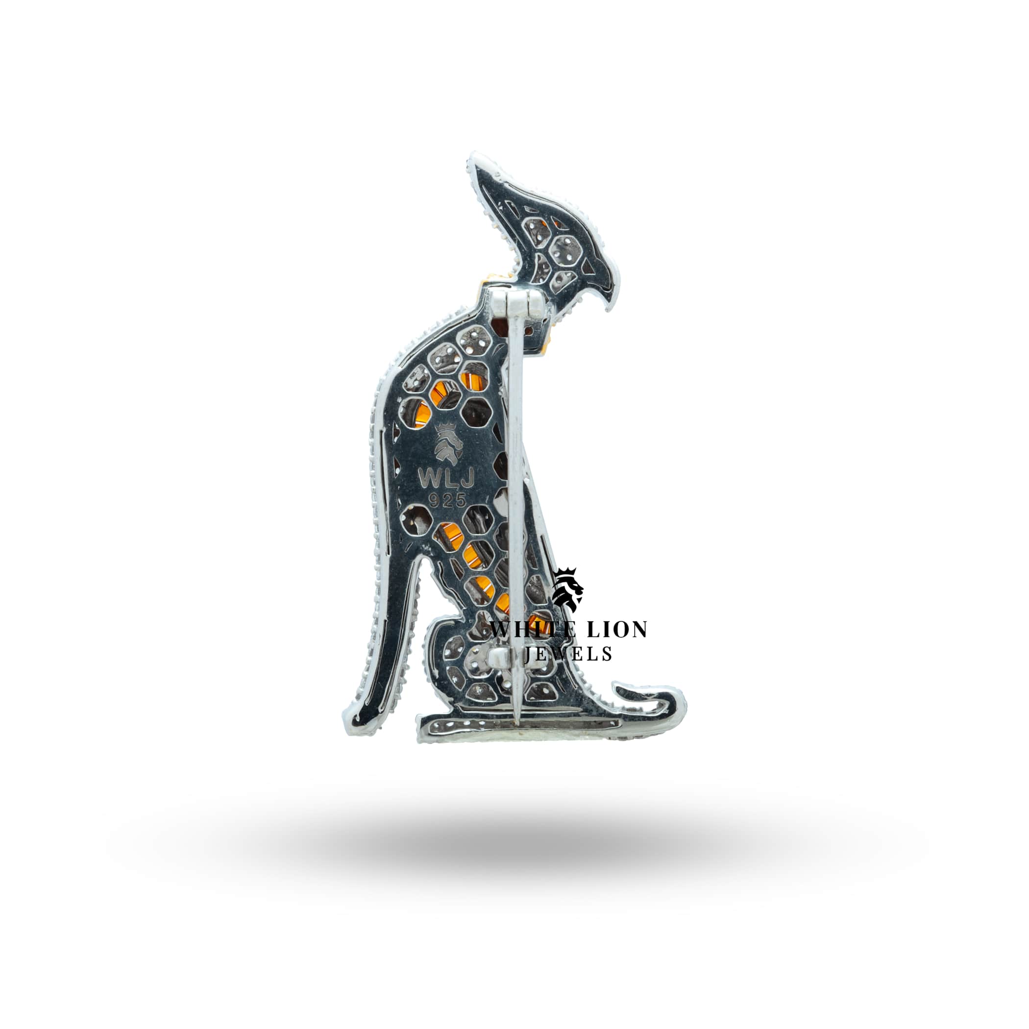 Sterling Silver Brooch with Dog Design and Cubic Zirconia