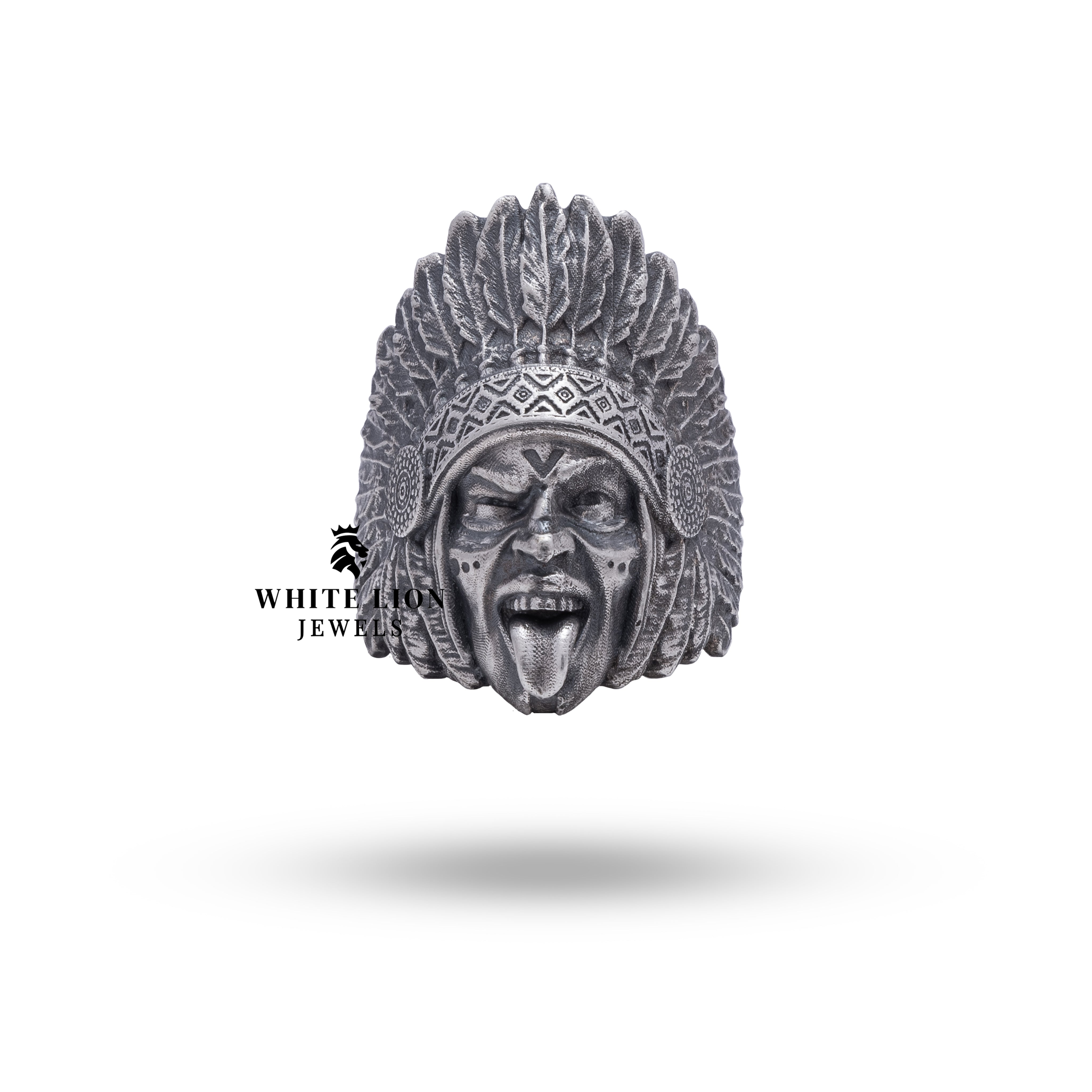 Main view of the Indigenous American Indian Tongue Out Sterling Silver Ring