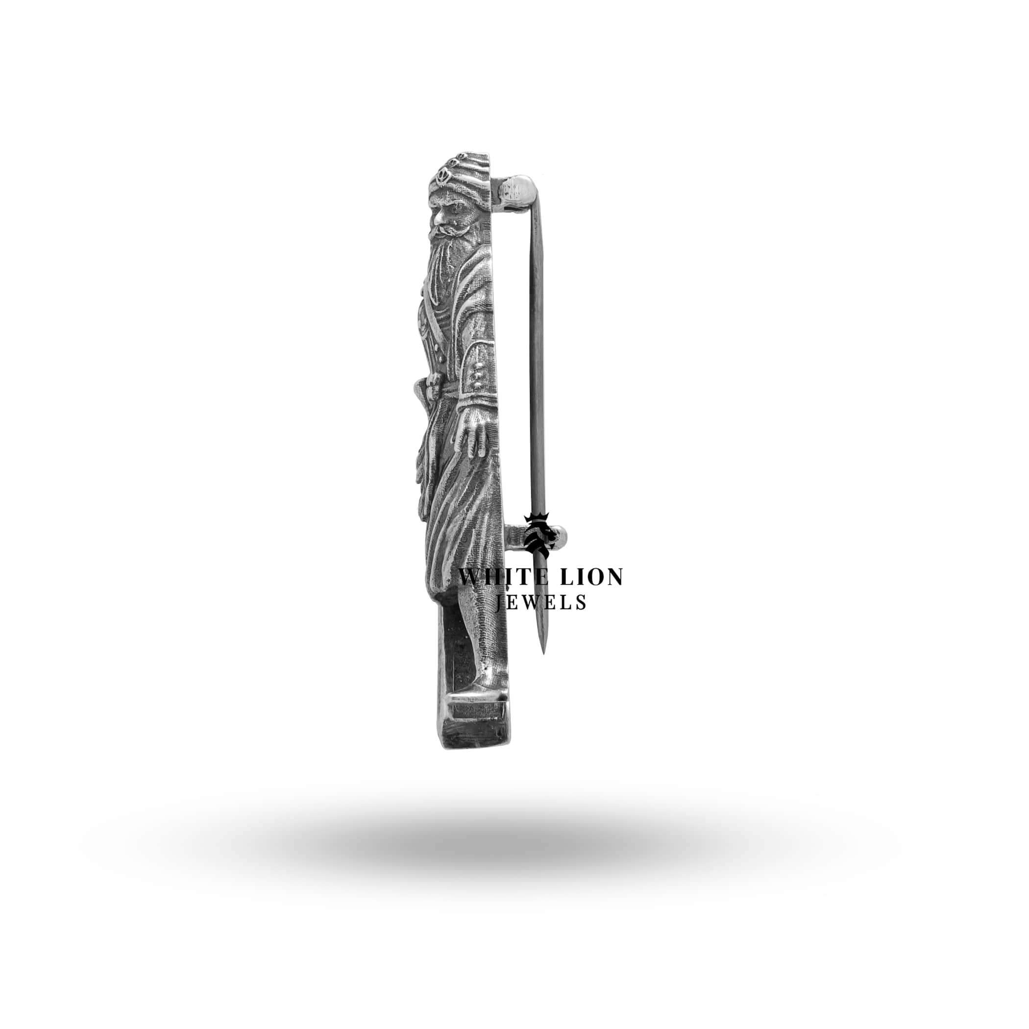 Intricately Designed 925 Silver Brooch Pin of Sikh Heritage