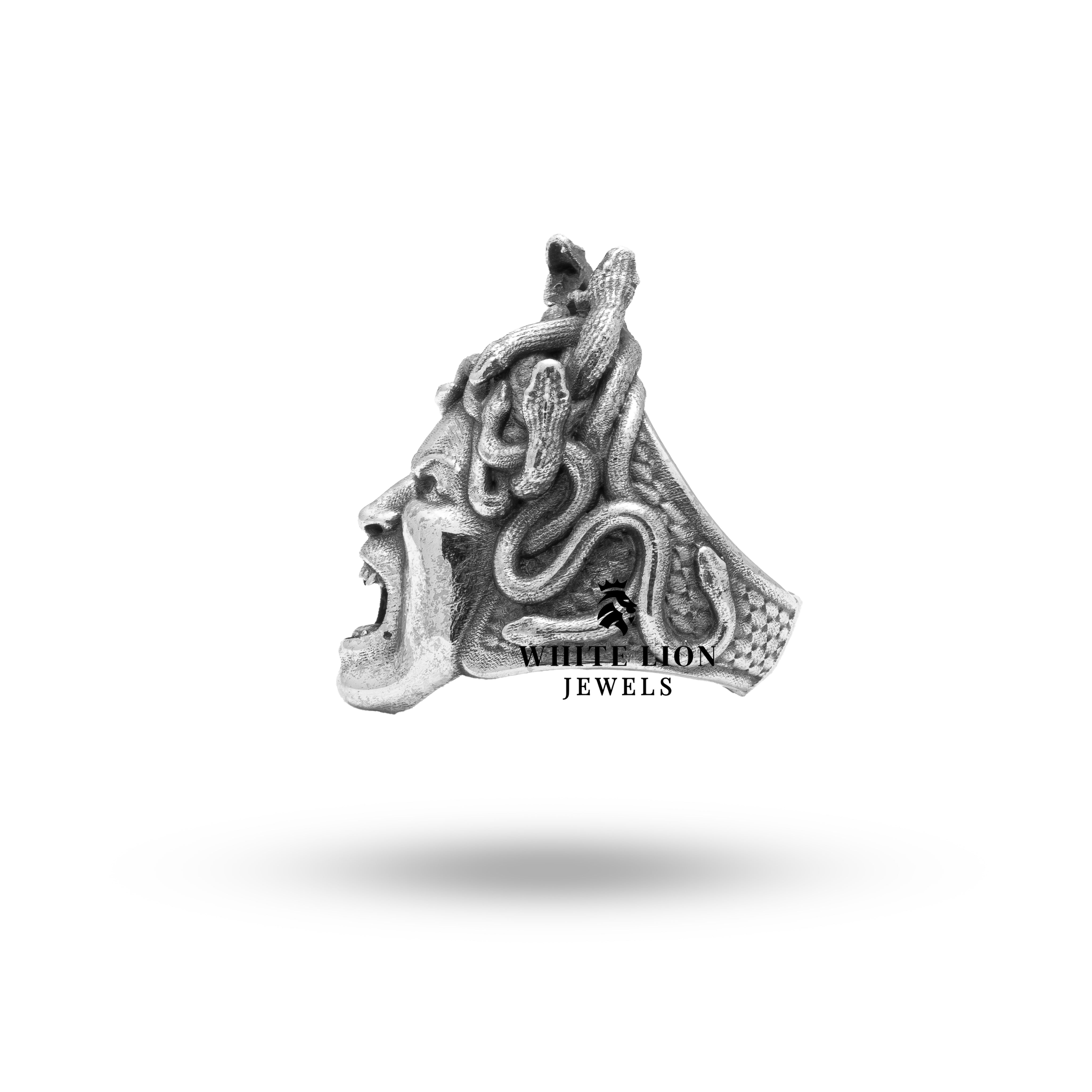 Artisan Crafted Medusa Ring in Oxidized Sterling Silver