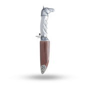 Close-up of Horse Face Katar details illustrating elegance and artistry in 925 silver design.