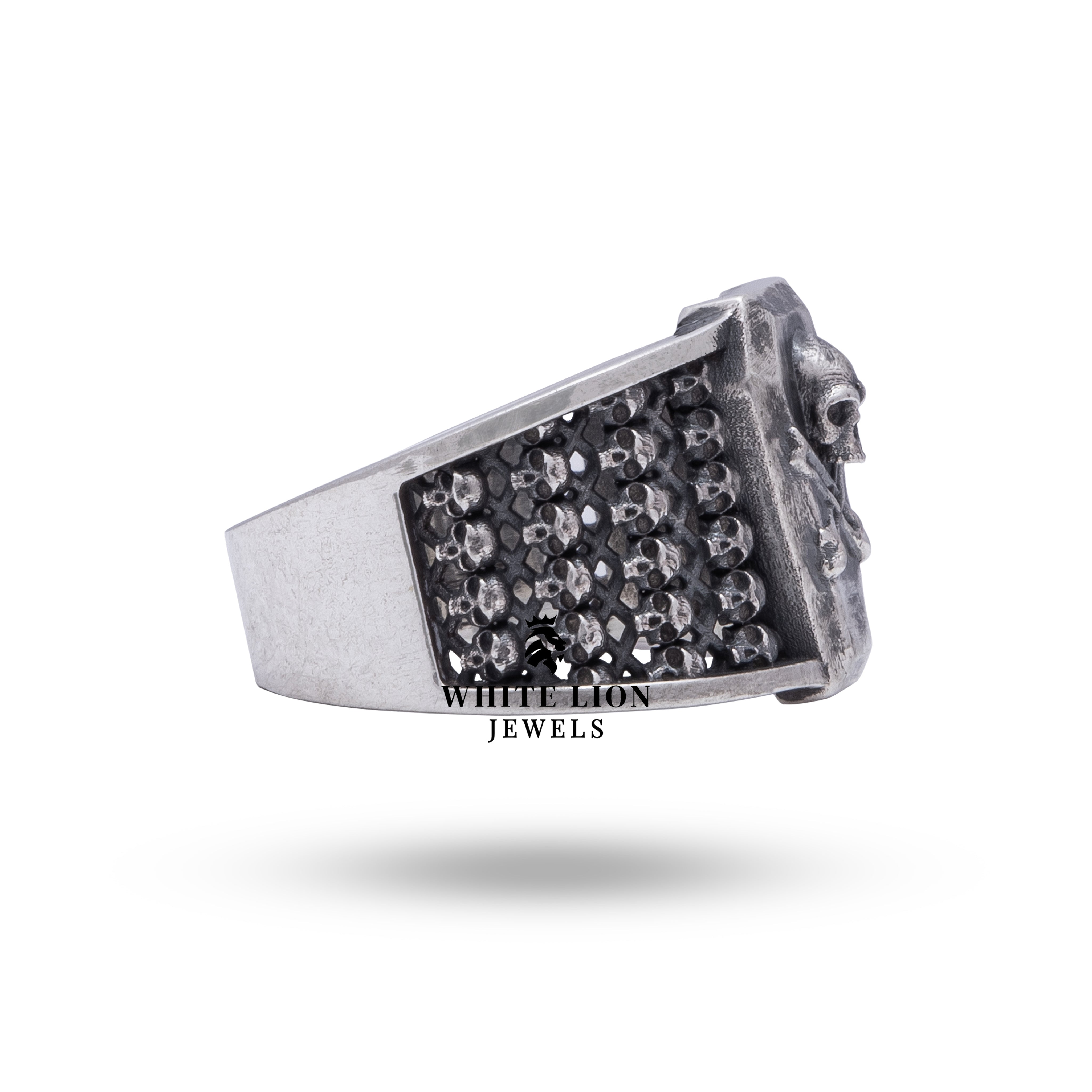 Coffin Dead Box Skulls Ring worn on finger, highlighting unique fashion