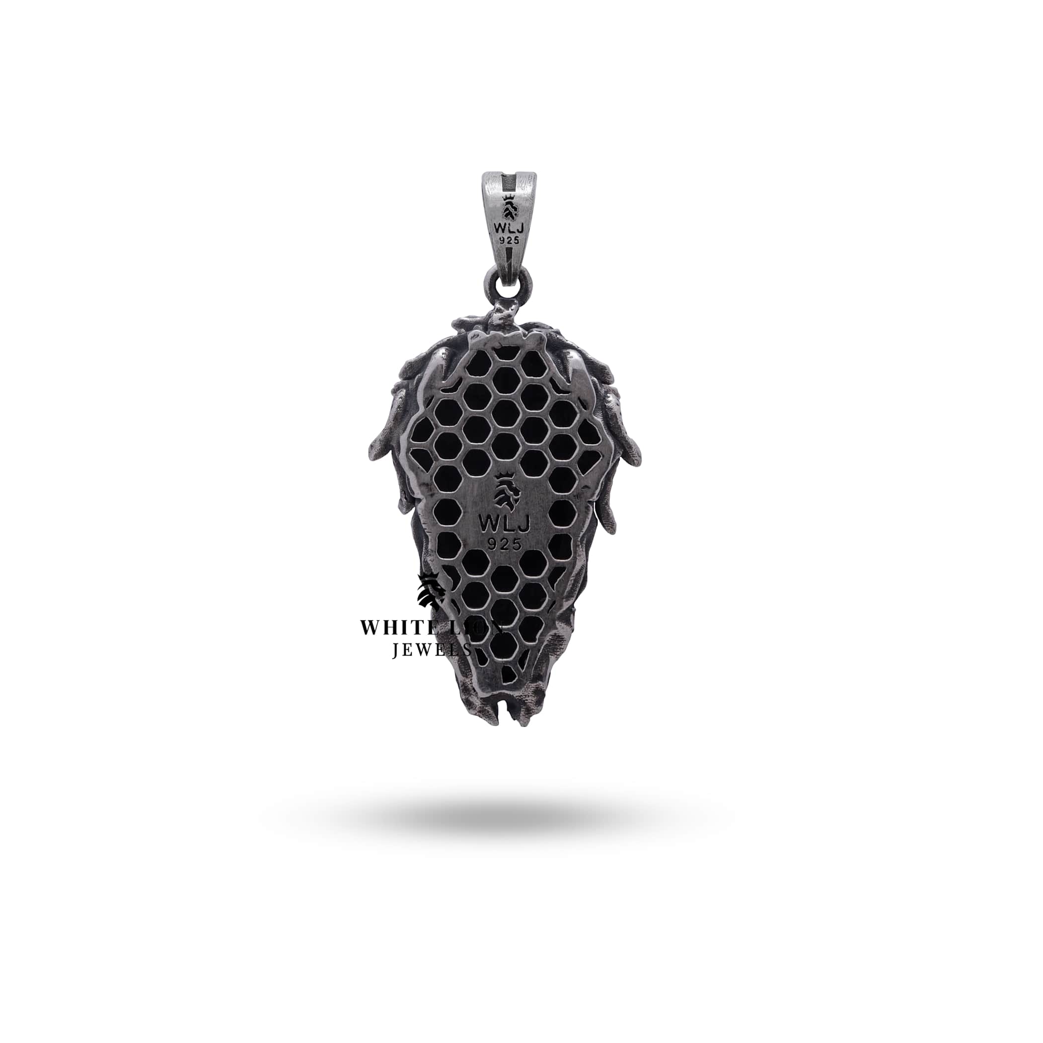 Back view of Greek Medusa Gorgon Goddess 925 Sterling Silver Pendant with protective coating.