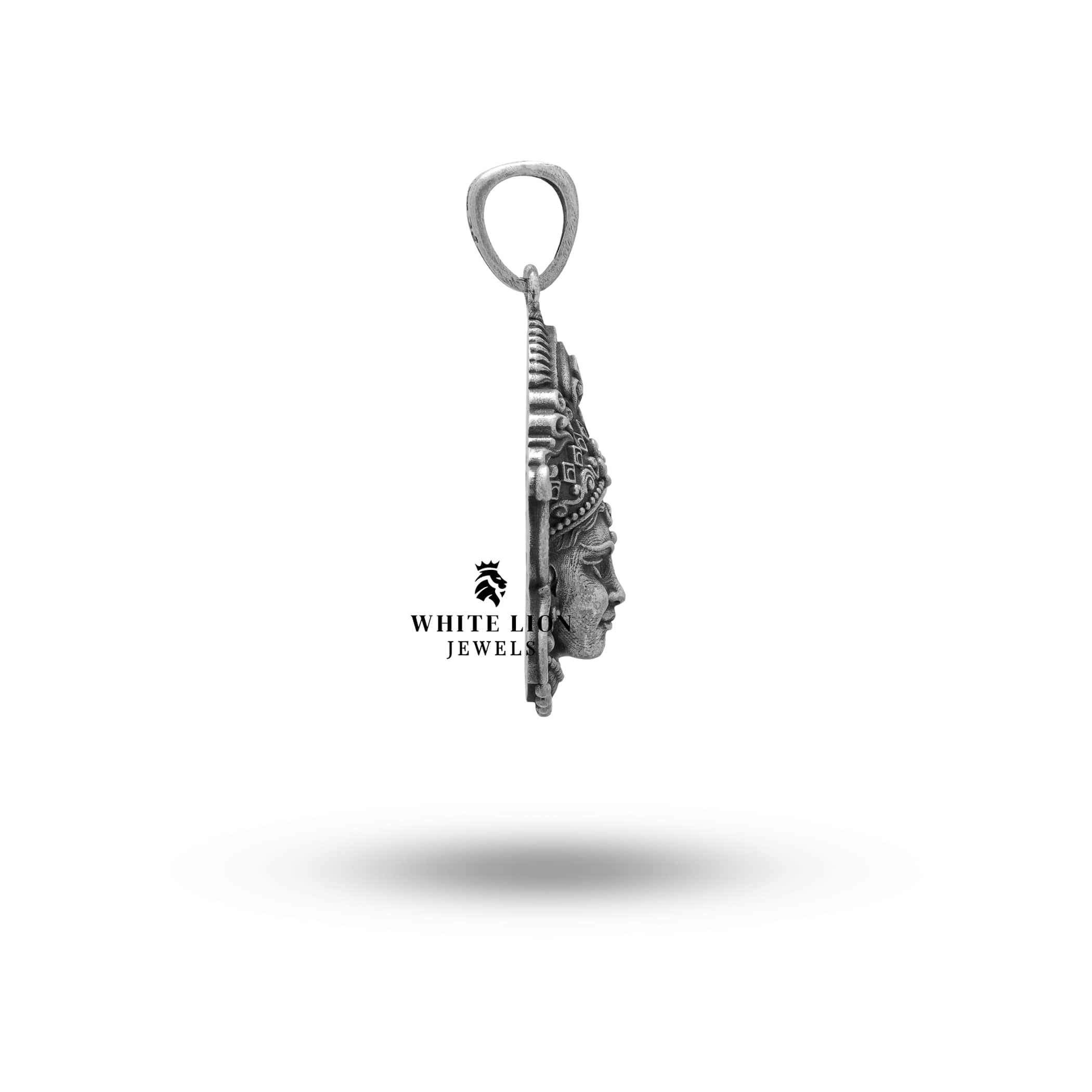 Goddess Durga Pendant attached with matching silver chain for elegant wear.