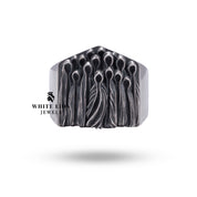 Detail shot of 925 Sterling Silver Ring with ghostly design.