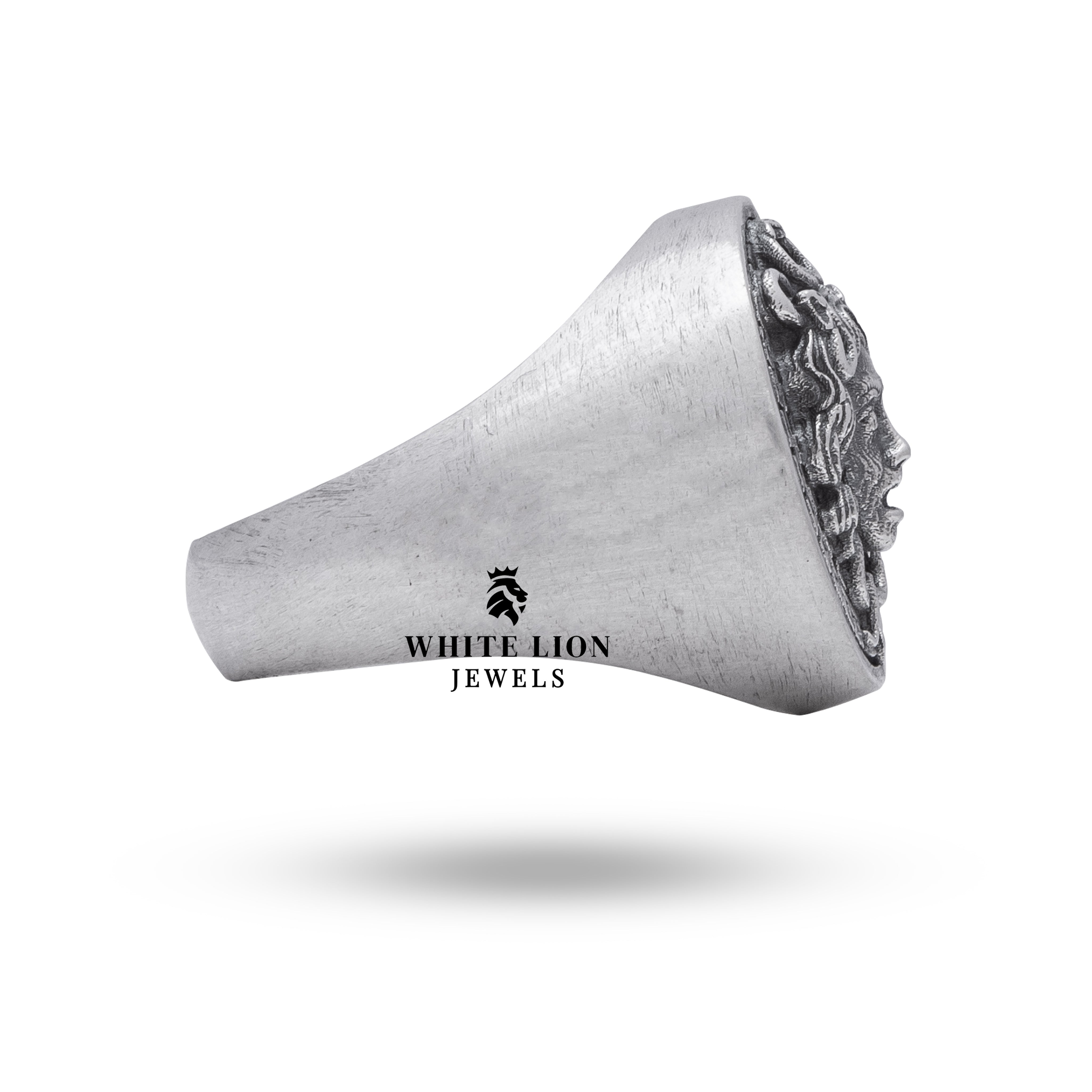 Elegant oxidized silver Medusa Gorgon Snakes Ring by White Lion Jewels