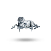 Stylish display of the Royal Horse Shoulder Brooch against a black fabric backdrop, emphasizing its luxurious look.