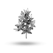 Elegant oxidized Sterling Silver saree pin with a maple leaves design and Cubic Zirconia accents