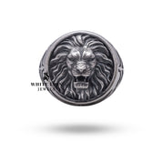 Side view showing the detailed craftsmanship of the lion king silver ring
