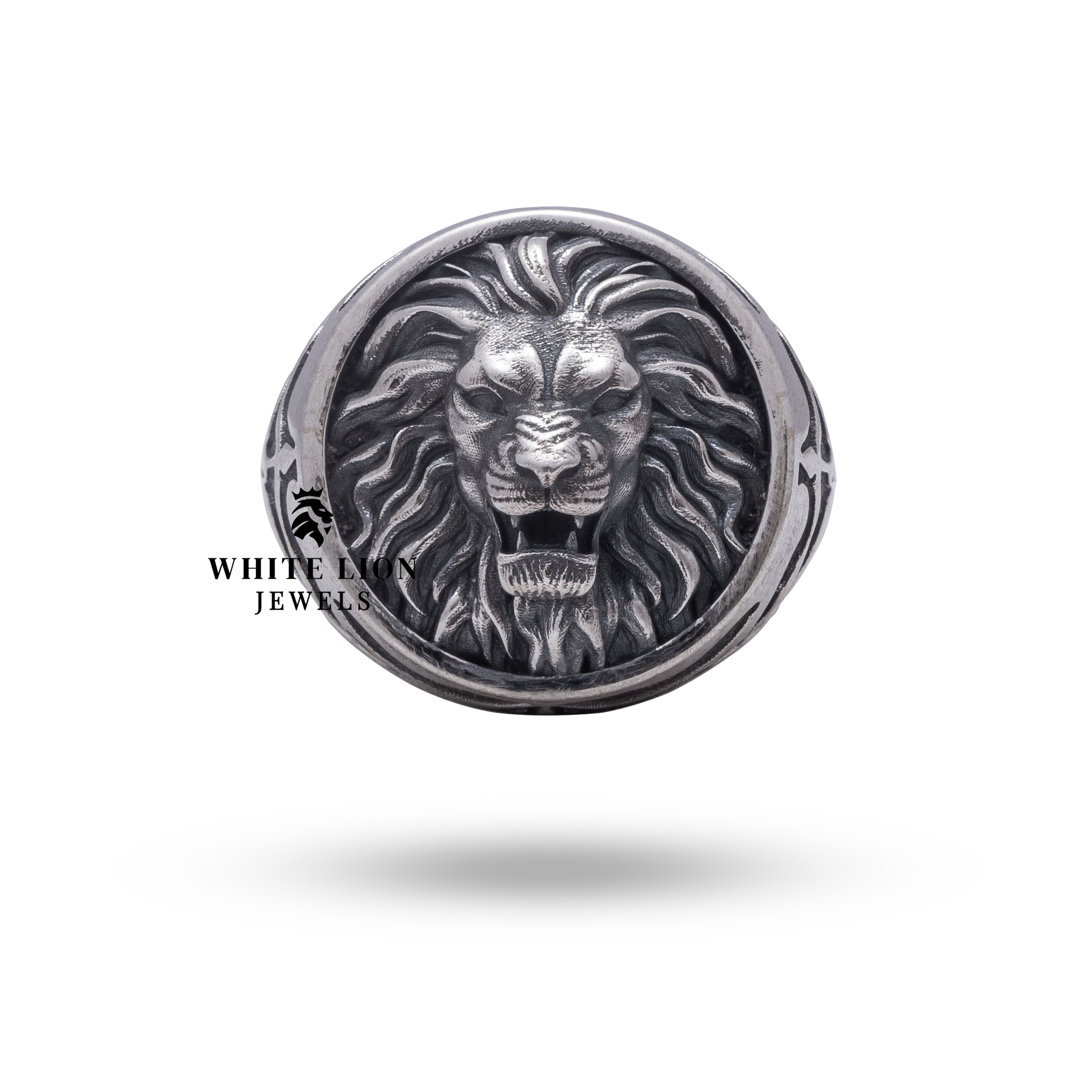 Side view showing the detailed craftsmanship of the lion king silver ring