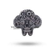 925 Sterling Silver Gothic Skull Ring by White Lion Jewels with a vintage finish