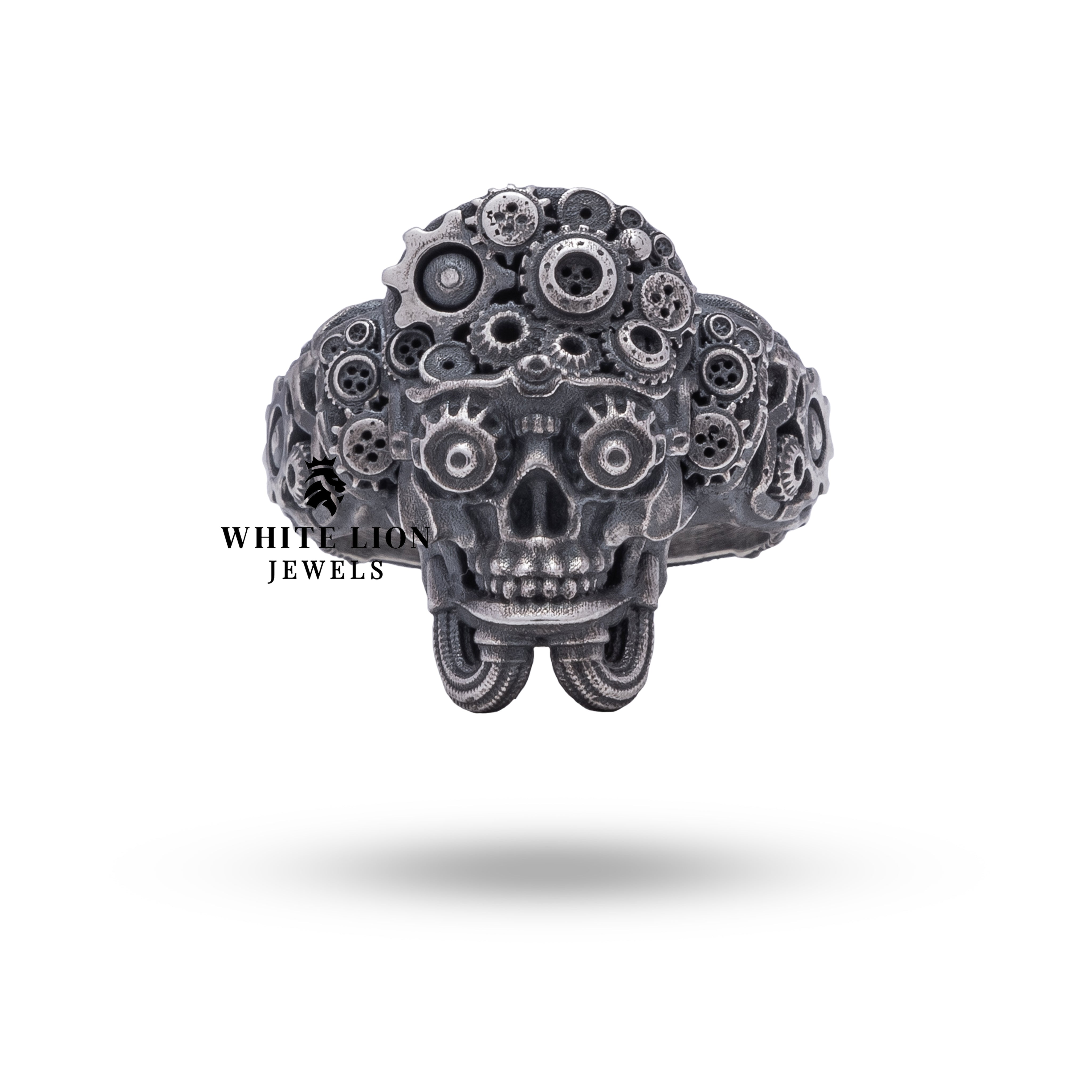 925 Sterling Silver Gothic Skull Ring by White Lion Jewels with a vintage finish