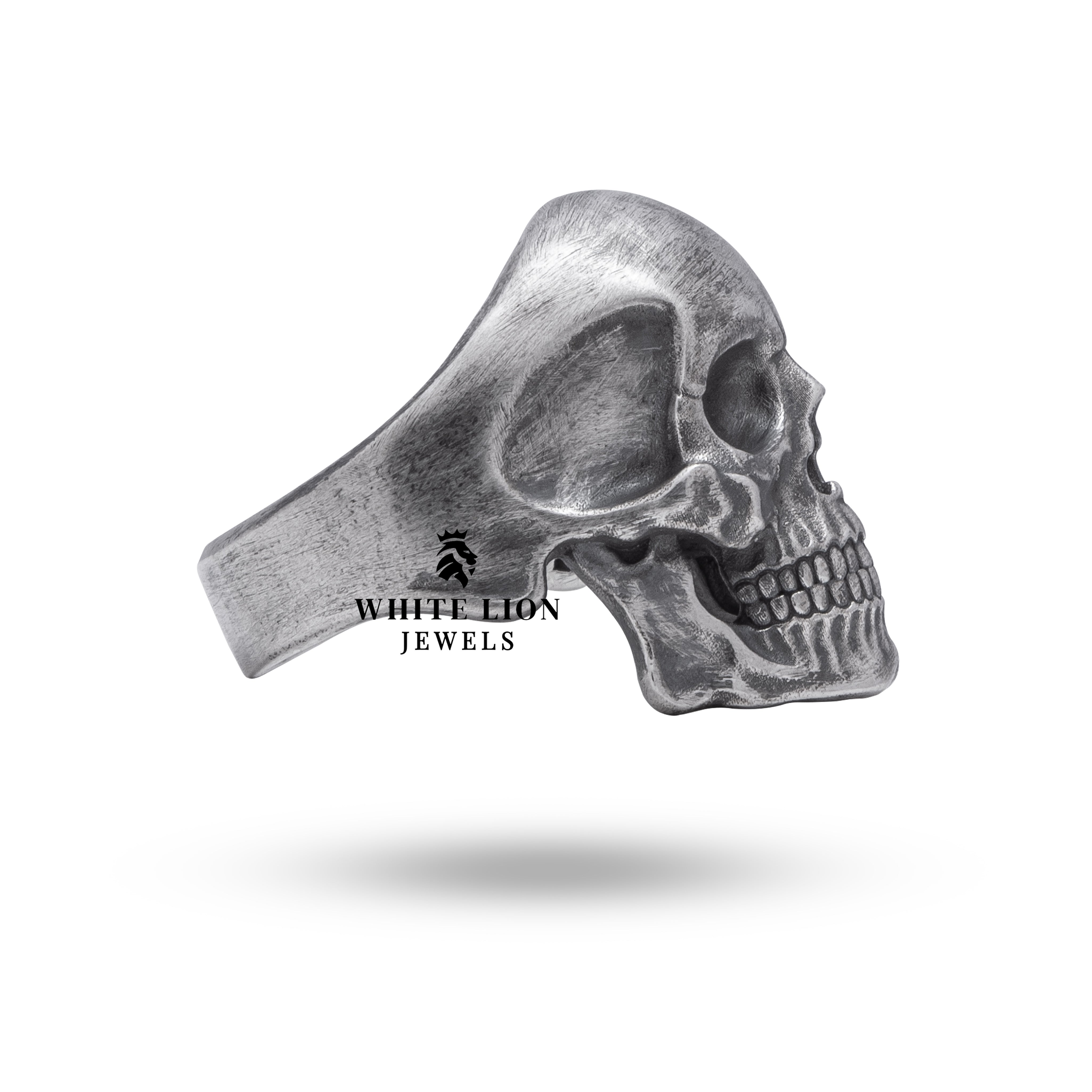 Gothic Skull Skeleton Ring being worn, displaying its bold charm and unique style on a person's hand.