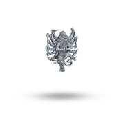 Back view of Lord Narasimha 925 Sterling Silver Brooch revealing clear protective coating and artisan craftsmanship.