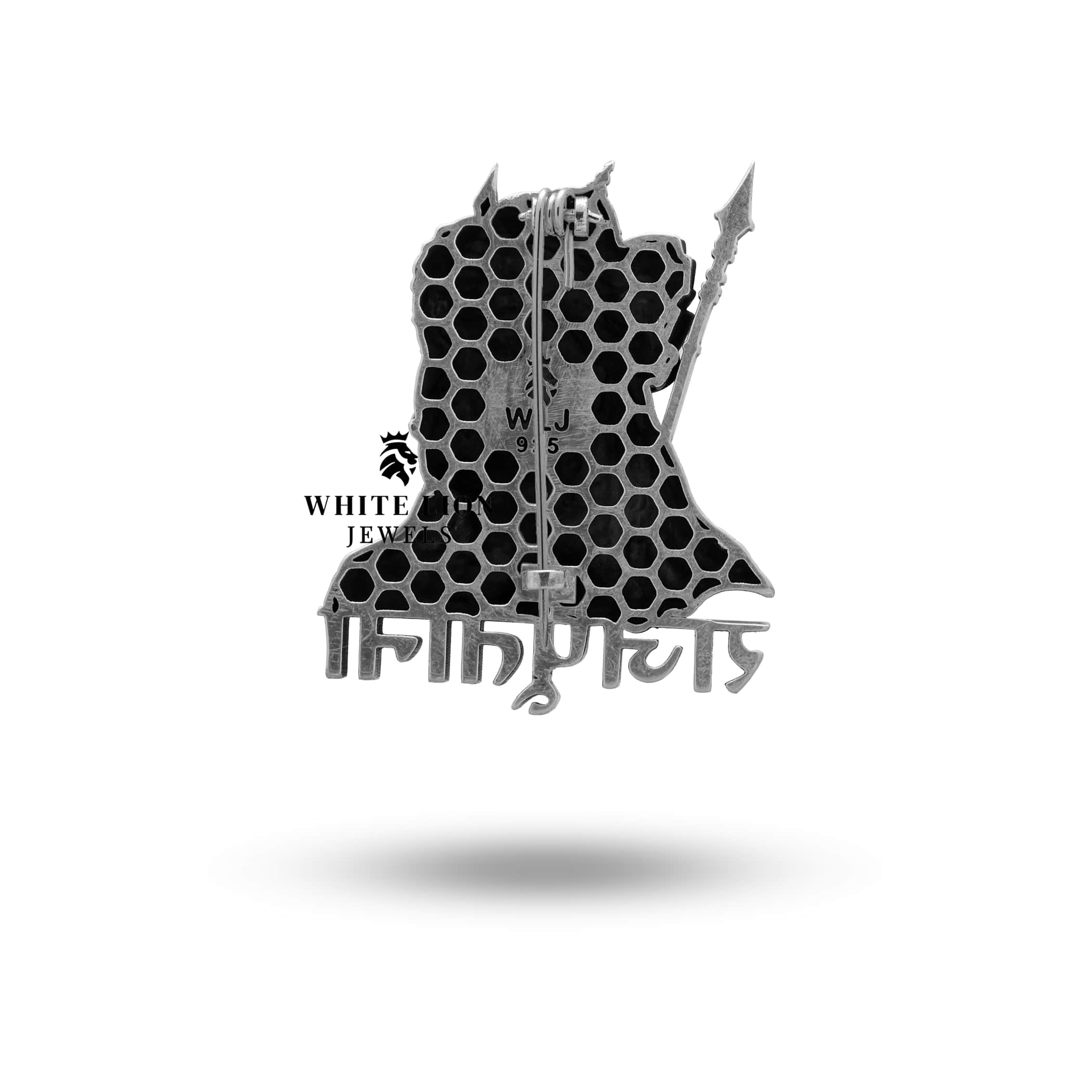 Vintage style Maharana Pratap brooch in 925 sterling silver, premium craftsmanship from White Lion.