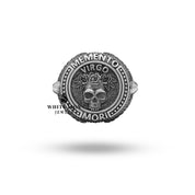 Oxidized Silver Virgo Roses Skull Ring by White Lion Jewels