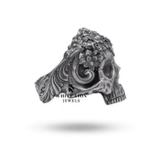 Back view of Half Jaw Flower Leaves 925 Sterling Silver Ring highlighting the smooth finish.