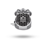 King Emperor Monarch Gothic Skull Crown 925 Sterling Silver Ring in a luxurious jewelry box by White Lion Jewels.