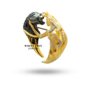 Lady Panther Brooch | 925 Sterling Silver & Gold Plated | Cubic Zirconia Elegant Jewelry